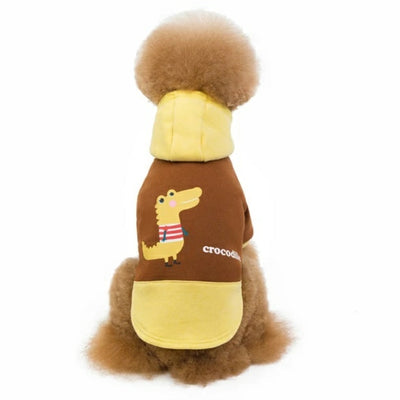 HM Crocodile Brown & Yellow Hoodie - Sweatshirt For Dogs & Cats