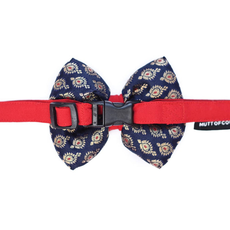 Mutt Of Course Festive Bow - Blue & Red
