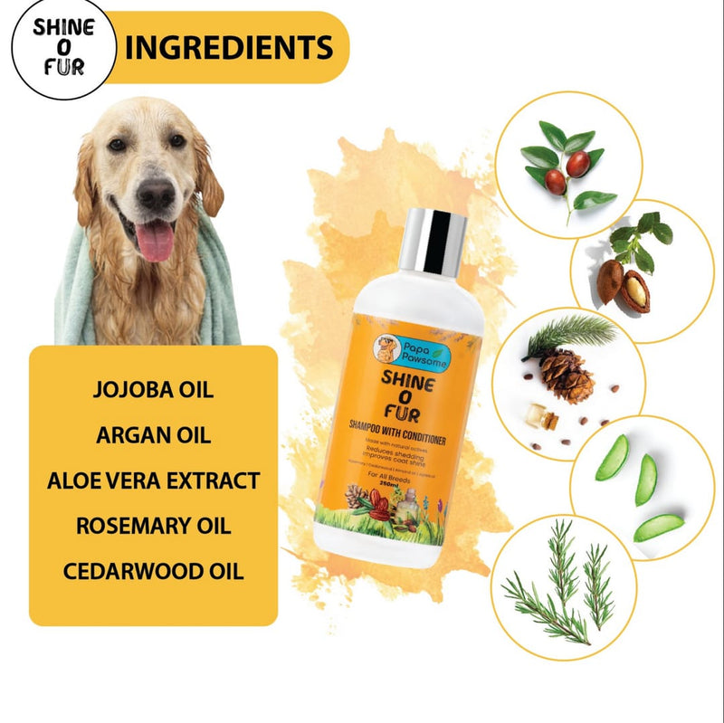 Papa Pawsome Shine o Fur Shampoo with conditioner For Dogs 250ml