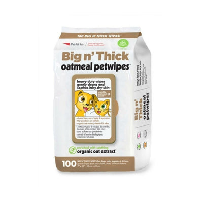 Petkin Big n Thick Oatmeal Petwipes, 100 wipes