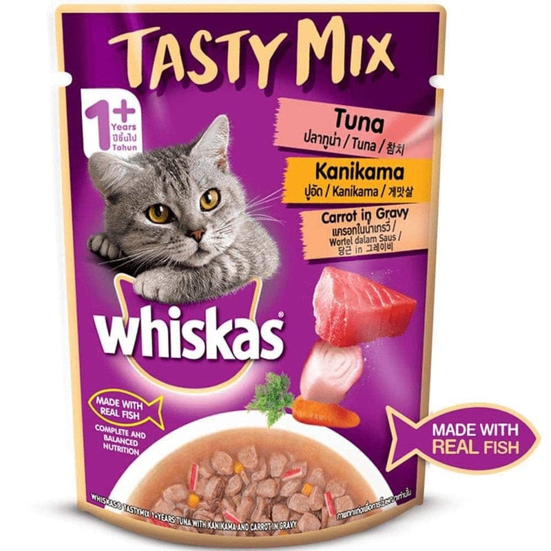 Whiskas Tasty Mix Tuna Kanikama Carrot in Gravy 70gm
