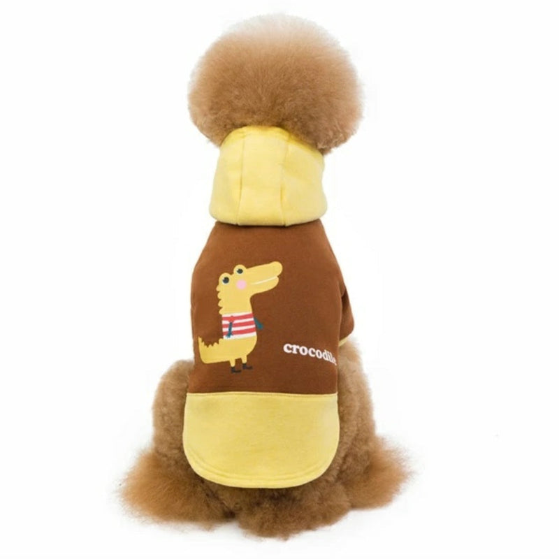 HM Crocodile Brown & Yellow Hoodie - Sweatshirt For Dogs & Cats