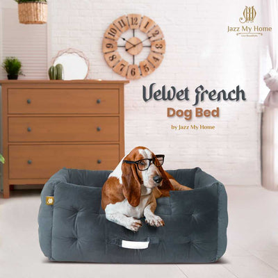Jazz My Home Velvet Comfy French Dog Bed