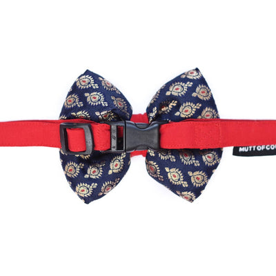 Mutt Of Course Festive Bow - Blue & Red