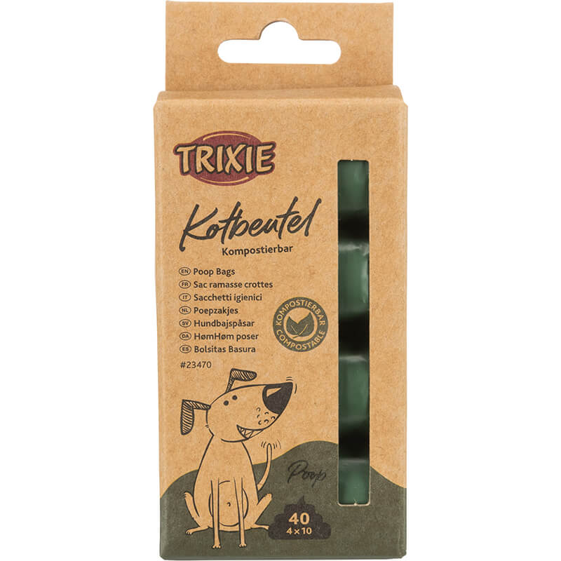 Trixie Dog Dirt Poop Bags Compostable Biodegradable, 4 Rolls of 10 pcs, Brown