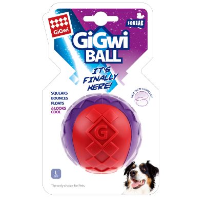 Gigwi Ball Squeakar Solid - (Red/Purple) Sizes