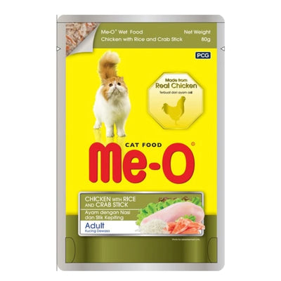 MeO Chicken with Rice and Crab Stick Cat Wet Food 80 g Pouches
