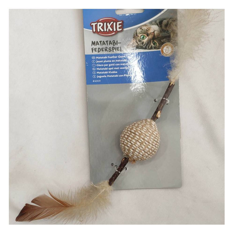 Trixie Gioco Per Gatti Con Matatabi - Paletto Con Piume E Palla In Lino E Acrilico, Sonaglio Integrato, Supporta L'igiene Dentale, 100% Naturale - Foto 4
