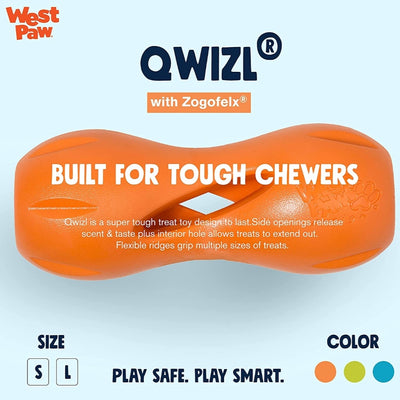West paw Zogoflex Qwizl Treat Toy, Chew Toy, All Colours